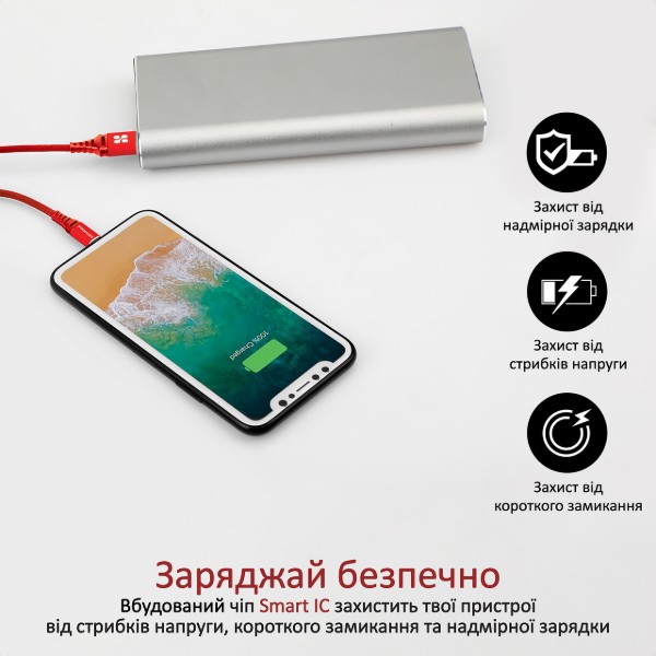 Фото - Кабель Promate Lightning-USB Nervelink-i Red