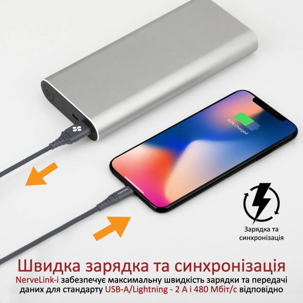 Фото - Кабель Promate Lightning-USB Nervelink-i Grey