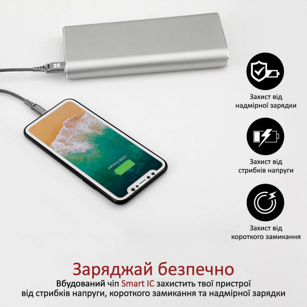 Фото - Кабель Promate Lightning-USB Nervelink-i Grey