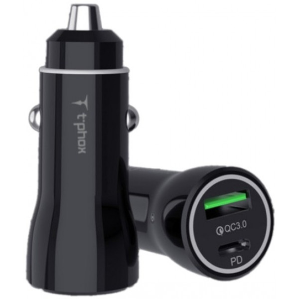 Фото - Автомобільний зарядний пристрій T-phox Rapid T-C08 PD20W + QC3.0 18W Black