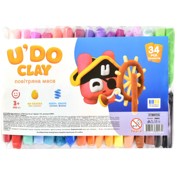 Фото - Маса для ліплення Strateg U'DOClay 34 шт. (30893)
