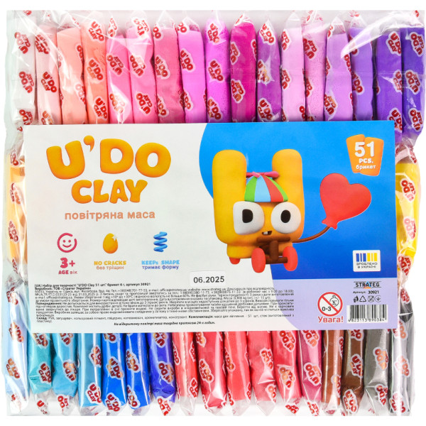Фото - Маса для ліплення Strateg U'DOClay 51 шт. (30921)