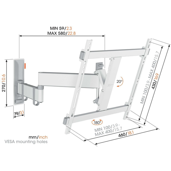 Фото - Кріплення для телевізора Vogels TVM 3443 Білий