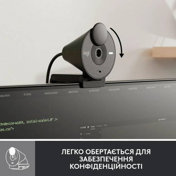 Фото - Веб-камера для комп'ютера Logitech BRIO 300 FHD Graphite (960-001436)