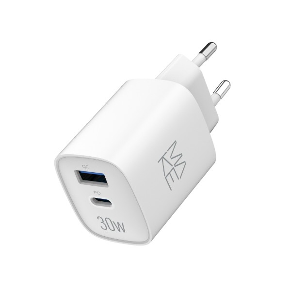 Фото - Сетевое зарядное устройство MAKE 30W GaN PD + QC3.0  White (MCW-3021GWH)