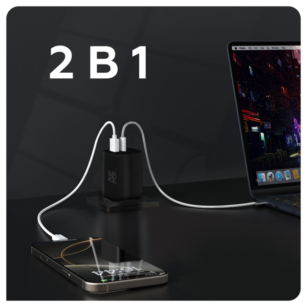 Фото - Мережевий зарядний пристрій MAKE 30W GaN PD + QC3.0  Black (MCW-3021GBK)