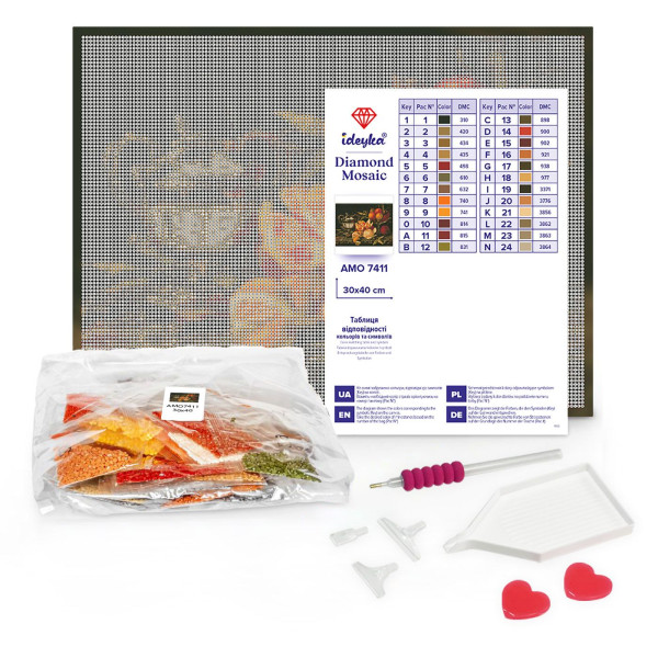 Фото - Алмазний живопис Ideyka Вино та орхідеї 30х40 см (AMO8118)