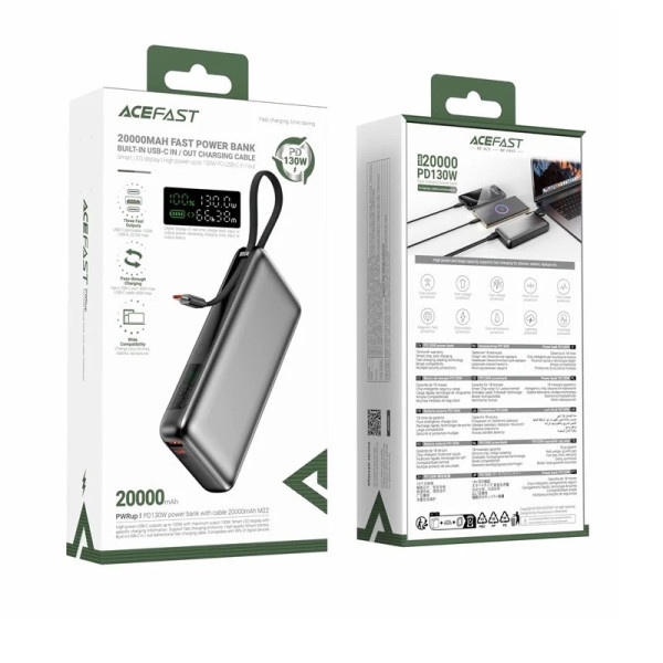 Фото - Батарея мобільна AceFast M22 PD130W 20000mAh Black (6974316283904)