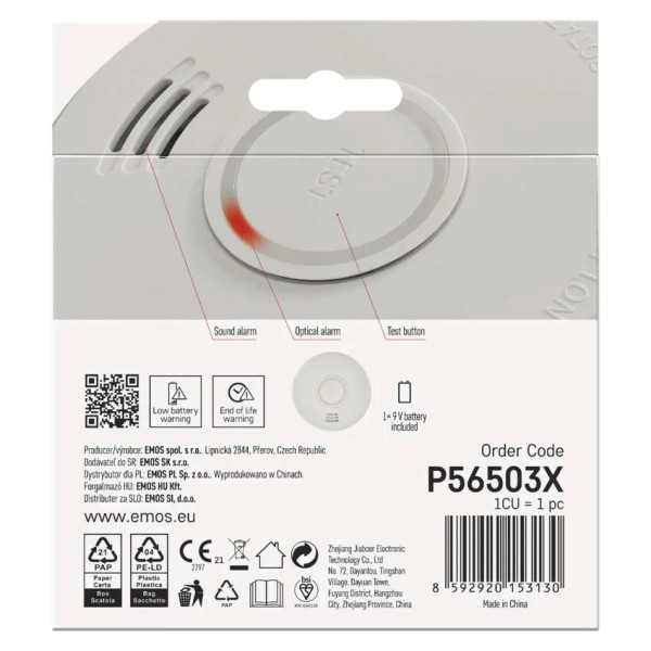 Фото - Бездротовий датчик задимлення EMOS сповіщувач P56503X