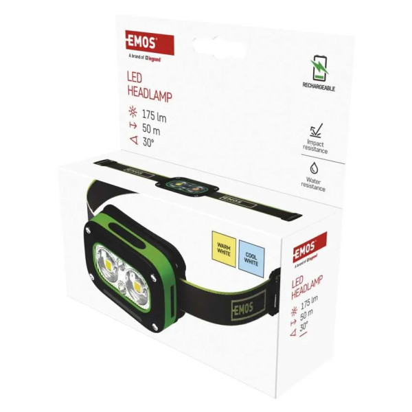 Фото - Ліхтар акумуляторний EMOS LED P3545 170Lm Li-Ion 800 mAh, налоб.пласт.