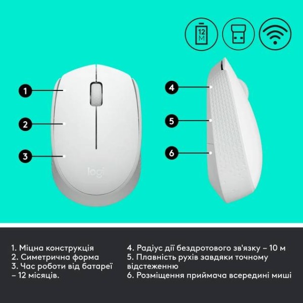 Фото - Миша бездротова Logitech M171 White (910-006867)