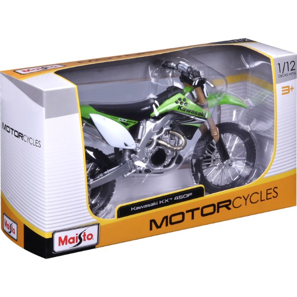Фото - Колекційний легковий транспорт Maisto Мотоцикл Kawasaki KX 450F, 1:12 (31101-08141)