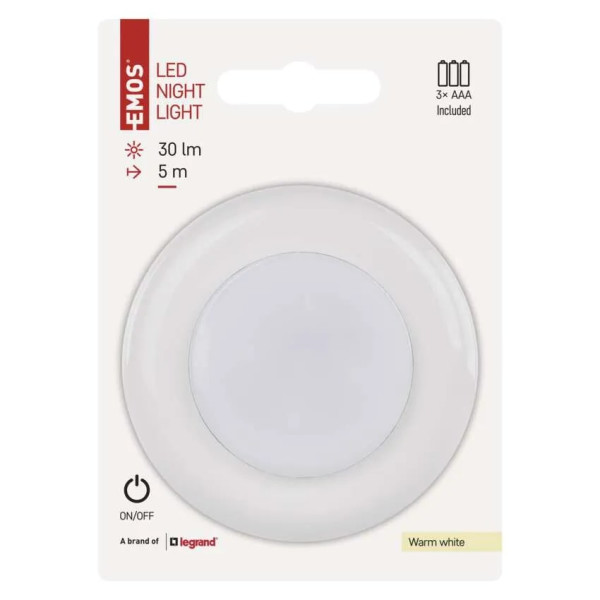 Фото - Нічник EMOS Світлодіодний P4722 30 Lm 3xААA пластик