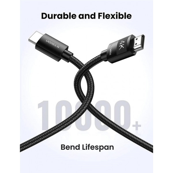 Фото - Кабель HDMI UGREEN HD119 4K HDMI Male to Male Braided 2m Black (40101)