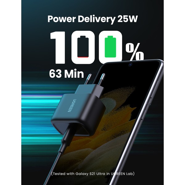 Фото - Сетевое зарядное устройство UGREEN CD250 25W Type-C PD Charger + C-C 2m Cable White (UGR-50581)