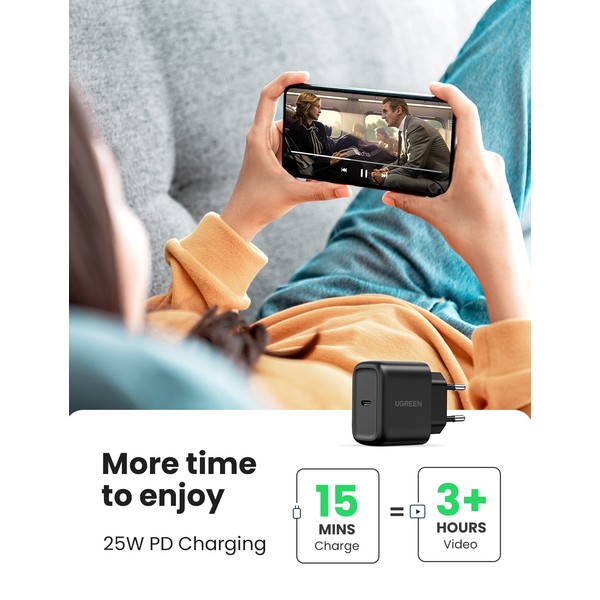 Фото - Сетевое зарядное устройство UGREEN CD250 25W Type-C PD Charger + C-C 2m Cable White (UGR-50581)