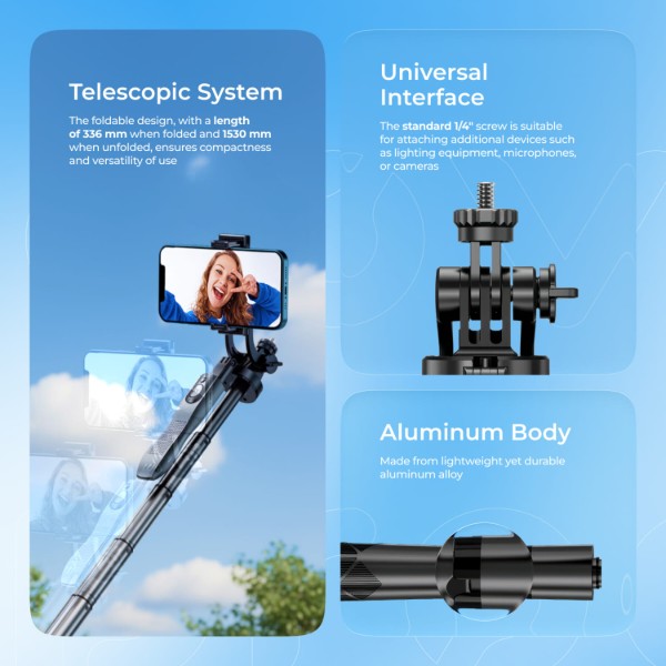 Фото - Трипод для селфи Proove MegaStick Selfie Stick Tripod (1530 mm) Black