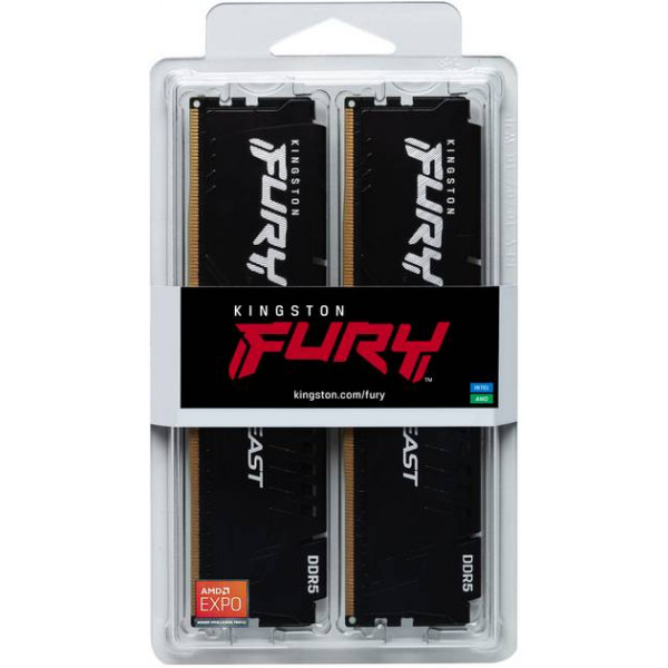 Фото - Память DDR Kingston Fury Beast DDR5-5200 64GB (2x32) CL36-40-40  1.25V EXPO (KF552C36BBEK2-64)