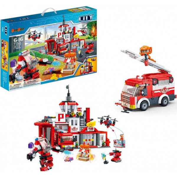 Фото - Пластиковий конструктор Banbao "БанБао CITY" (1081 елм.) Команда пожежників (7130)