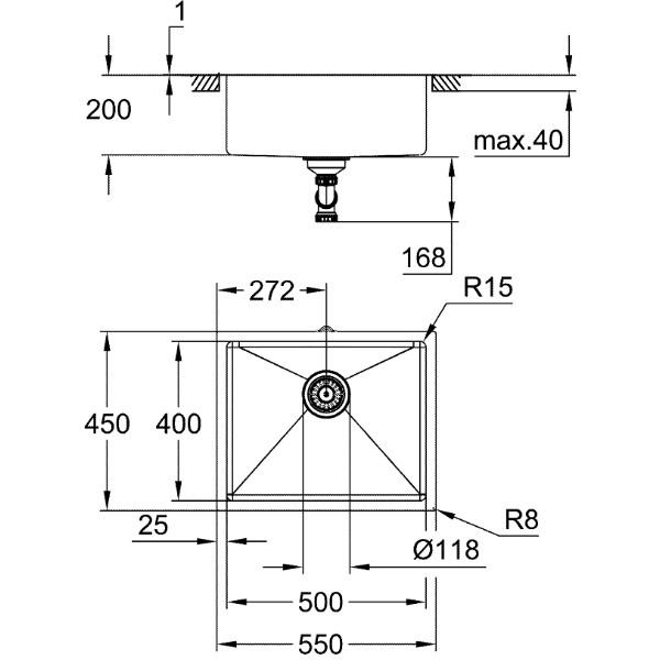 Фото - Мойка кухонная Grohe K700 60-S 54.4/44.4 Нержавеющая Сталь (31574SD1)