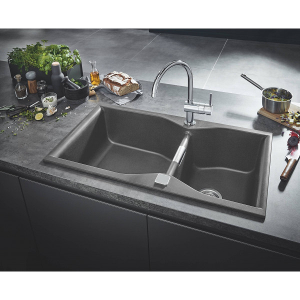 Фото - Мойка кухонная Grohe K700 100-C 90/50 Серый Гранит (31658AT0)