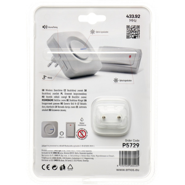 Фото - Бездротовий дверний дзвінок EMOS P5729, біл.