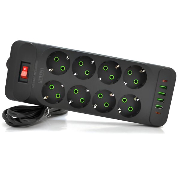Фото - Мережевий фільтр Voltronic F34U 8р EU+4 USB+2 PD 2m (31703)