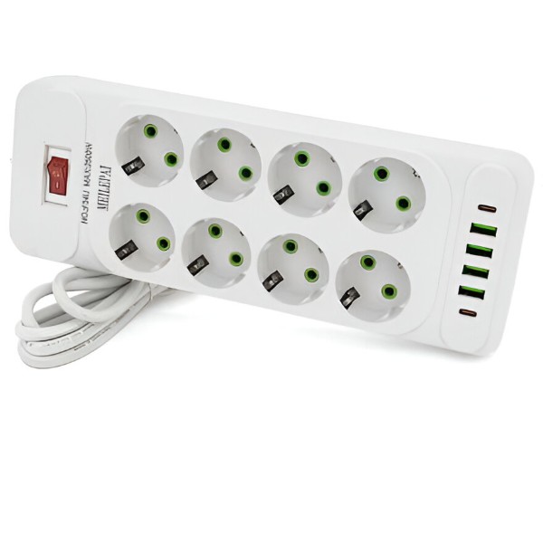 Фото - Мережевий фільтр Voltronic F34U 8р EU+4 USB+2 PD 2m (31704)