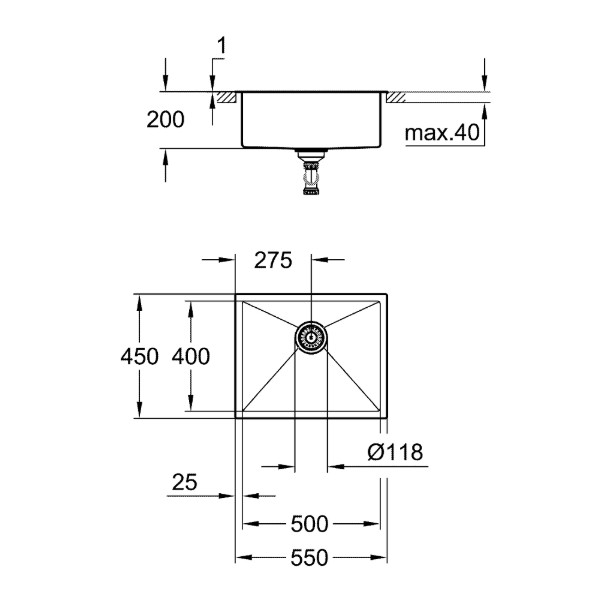 Фото - Мийка кухонна Grohe K700 60-S 55/45 Нерж.Сталь (31726SD0)