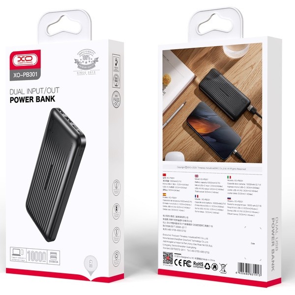 Фото - Батарея мобільна XO 10000 mAh Black (PB301)