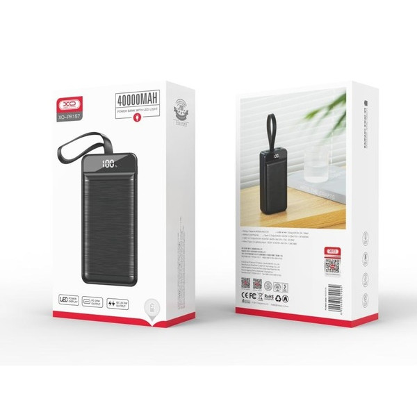 Фото - Батарея мобільна XO 30000 mAh 3-Input PD20W+QC22.5W with light Black (PR156)