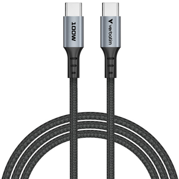Фото - Кабель синхронізації даних Verbatim 100 Вт USB-C–USB-C 120 см Black (31846)