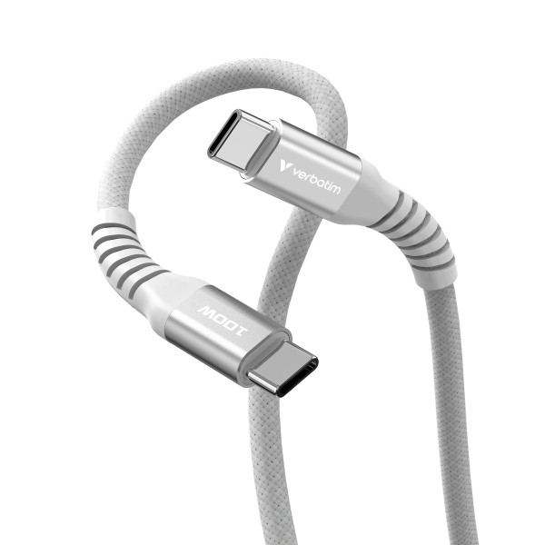 Фото - Кабель синхронізації даних Verbatim 100 Вт USB-C–USB-C 120 см Gray (31854)