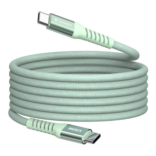 Фото - Кабель синхронізації даних Verbatim 100 Вт USB-C–USB-C 120 см Green (31855)