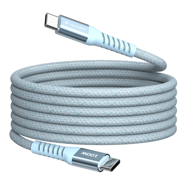 Фото - Кабель синхронізації даних Verbatim 100 Вт USB-C–USB-C 120 см Blue (31856)