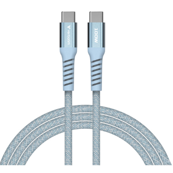 Фото - Кабель синхронізації даних Verbatim 100 Вт USB-C–USB-C 120 см Blue (31856)