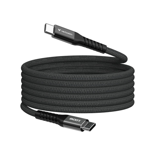 Фото - Кабель синхронізації даних Verbatim 100 Вт USB-C–USB-C 120 см Black (31863)