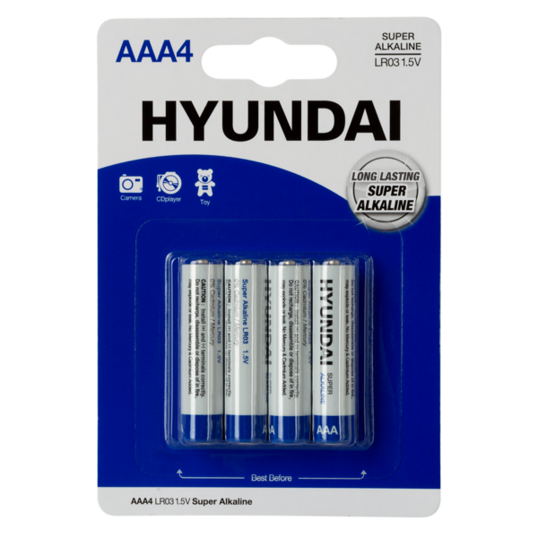 Фото - Батарейка тип AAA Hyundai LR03 AAA BL4 Alkaline (HT7006002)
