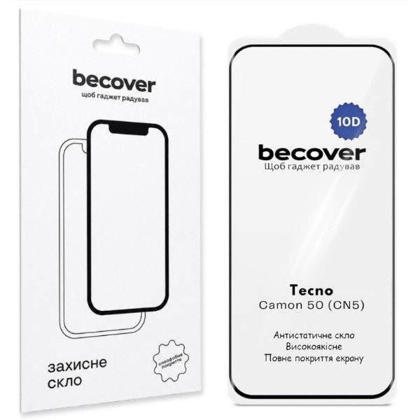 Фото - Защитное стекло для смартфона BeCover for Tecno Camon 50 (CN5) 10D Black (716103)