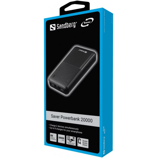 Фото - Батарея мобильная Sandberg Saver 20000 mAh, 2xUSB, 2.4A, Type-C (320-42)