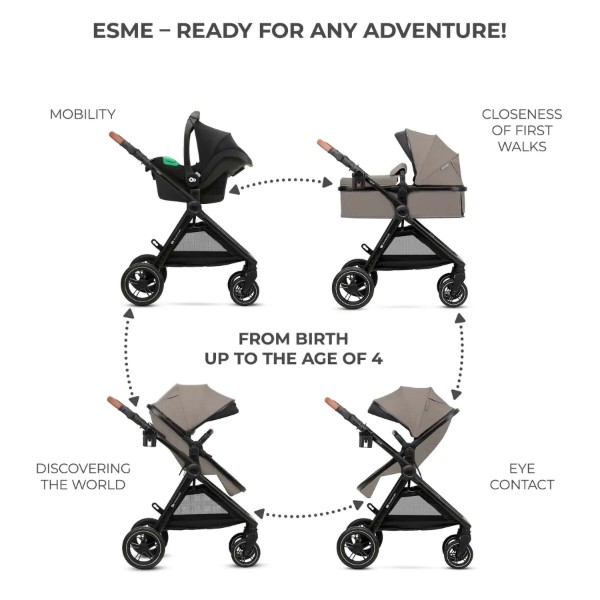 Фото - Коляска универсальная 3 в 1 Kinderkraft Esme Sand Beige (KSESME00BEG3000)
