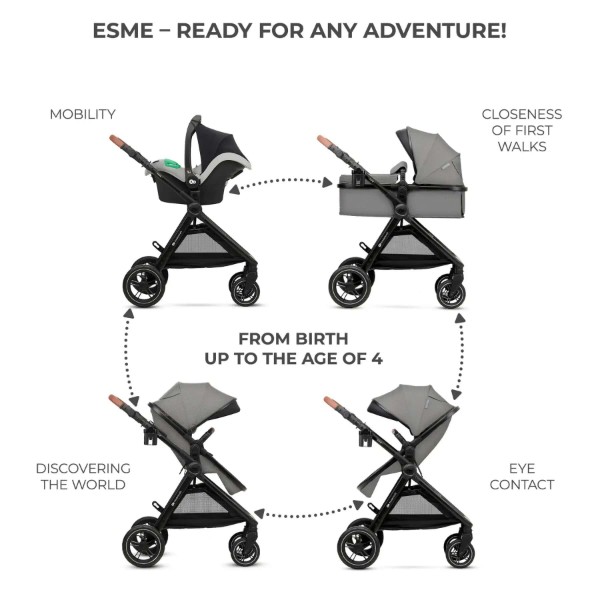 Фото - Коляска универсальная 3 в 1 Kinderkraft Esme Moonlight Grey (KSESME00GRY3000)