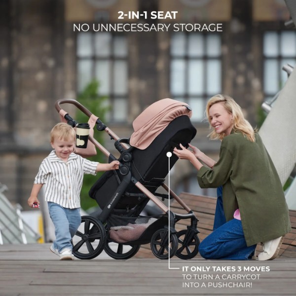 Фото - Коляска універсальна 3 в 1 Kinderkraft Moov 2 Air Sand Beige (KSMOOV02BEG0000)