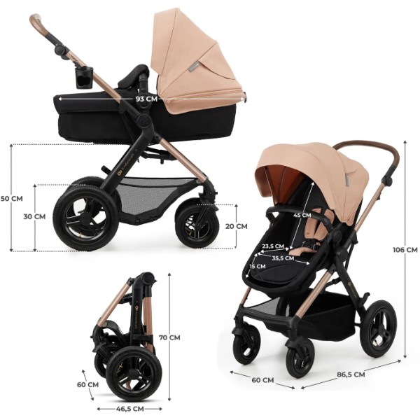 Фото - Коляска універсальна 3 в 1 Kinderkraft Moov 2 Air Sand Beige (KSMOOV02BEG0000)