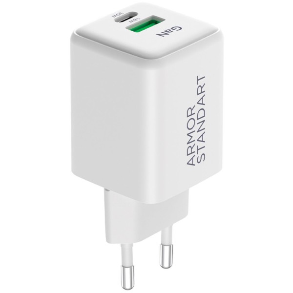 Фото - Мережевий зарядний пристрій Armorstandart AR371 30W GaN Type-C + USB White (ARM77549) Фото - Мережевий зарядний пристрій Armorstandart AR371 30W GaN Type-C + USB White (ARM77549)