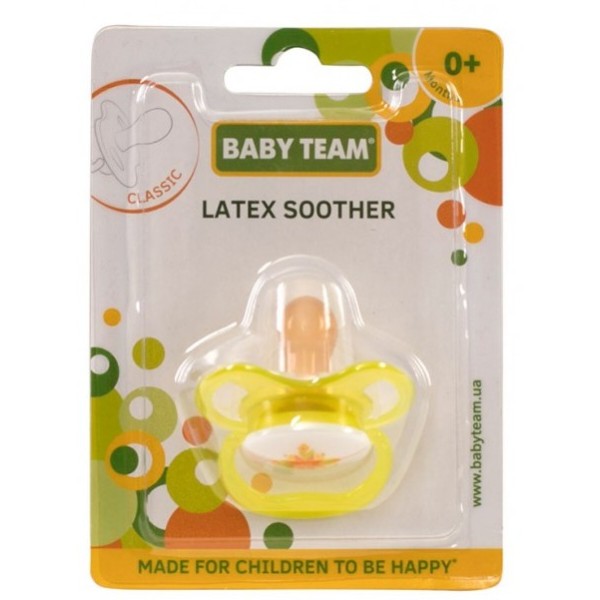 Фото - Симетрична пустушка Baby Team латексна (3220_желтая)