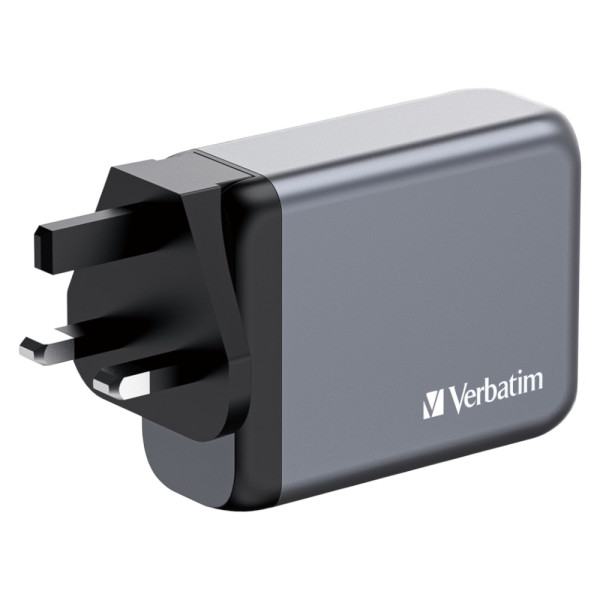 Фото - Сетевое зарядное устройство Verbatim GaN 100 Вт 2xUSB-C-100 Вт,USB-C 65 Вт /USB-A -3.0 (32202)