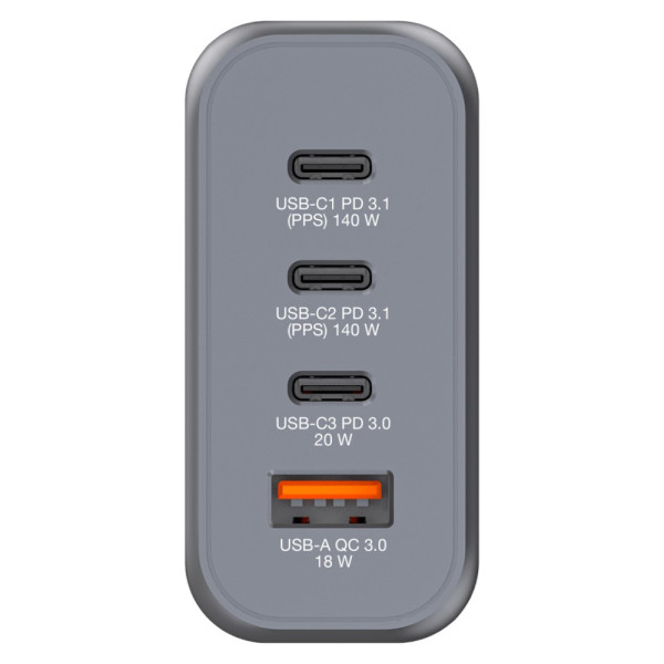 Фото - Мережевий зарядний пристрій Verbatim GaN 140 Вт 2xUSB-C-140 Вт,USB-C 20 Вт /USB-A -3.0 (32203)