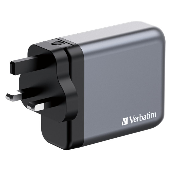 Фото - Мережевий зарядний пристрій Verbatim GaN 140 Вт 2xUSB-C-140 Вт,USB-C 20 Вт /USB-A -3.0 (32203)