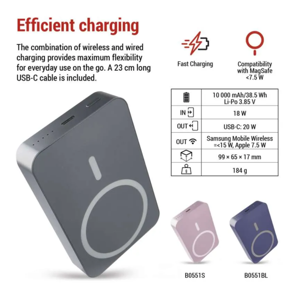 Фото - Батарея мобильная EMOS B0551GY WI1046 20W/10000mAh, серый, PD20W